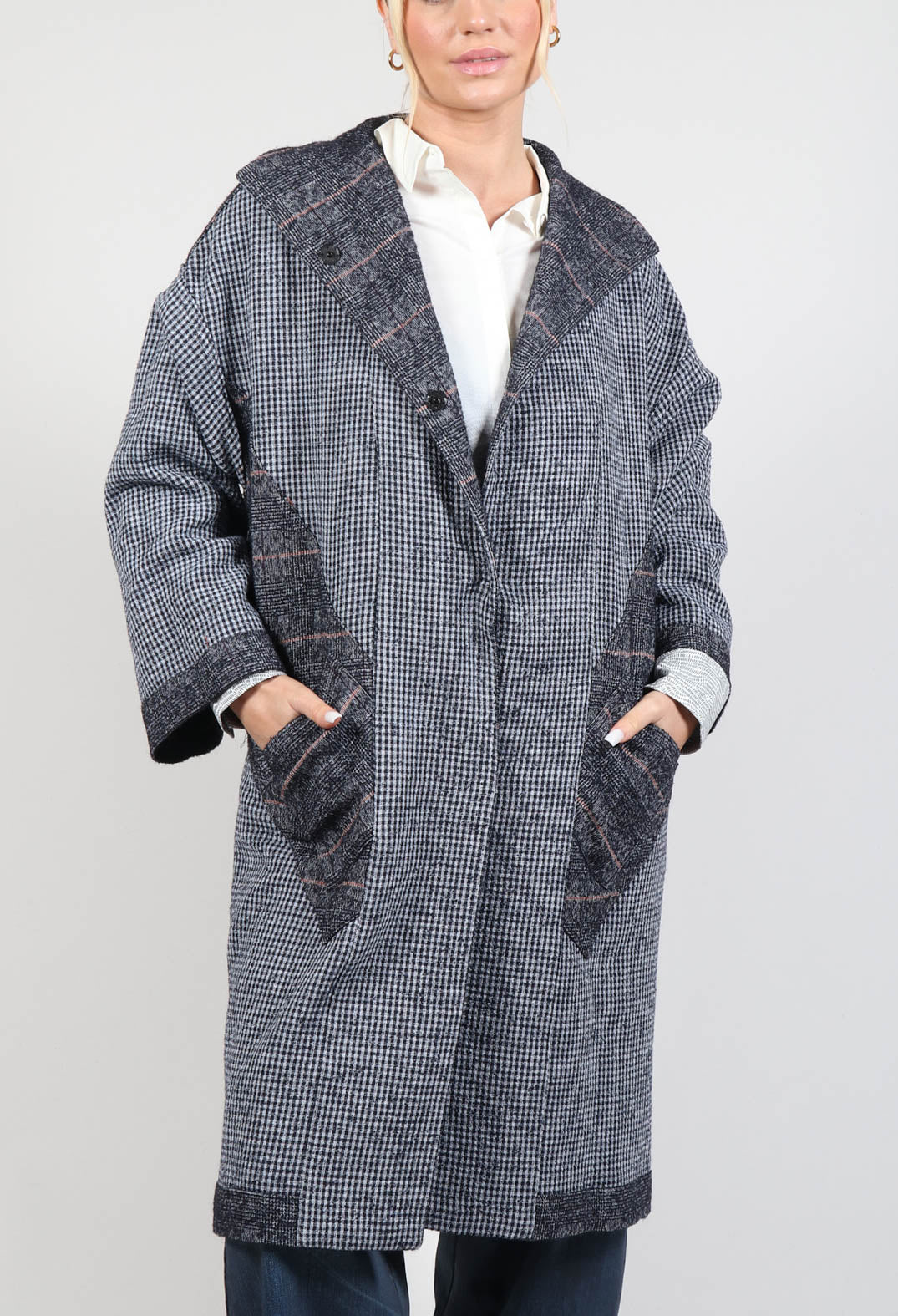 Reversible Mande Coat in Night Orange Check