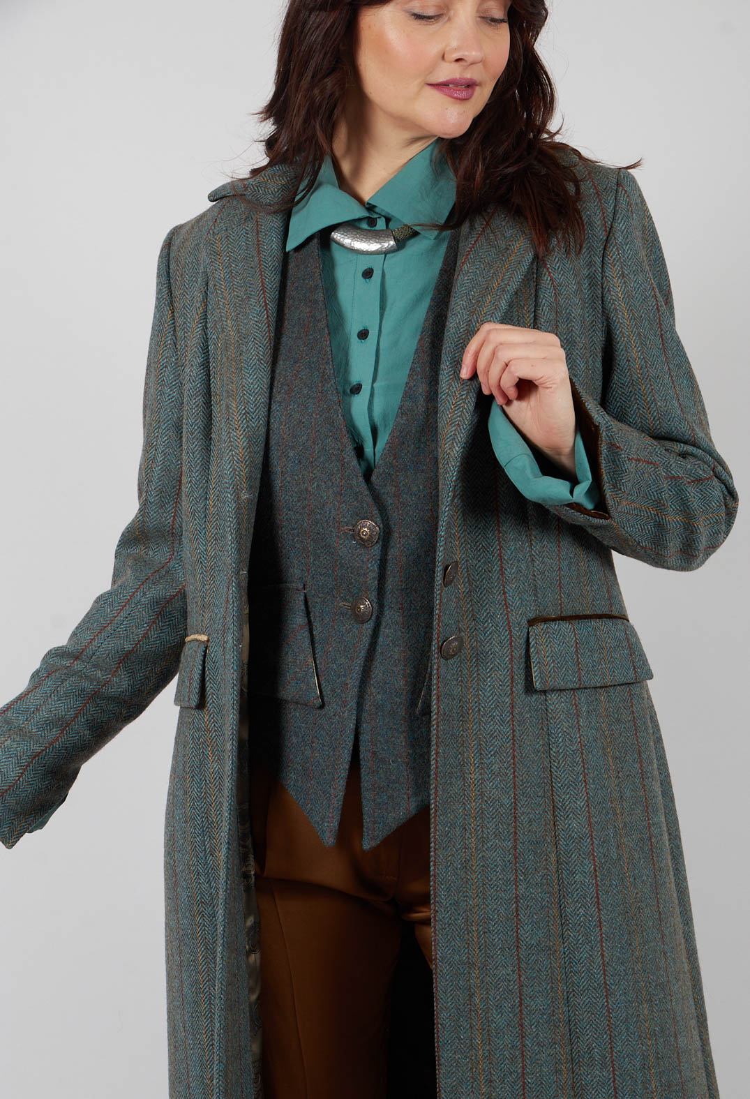 Classic Tweed Coat in Blue Tweed