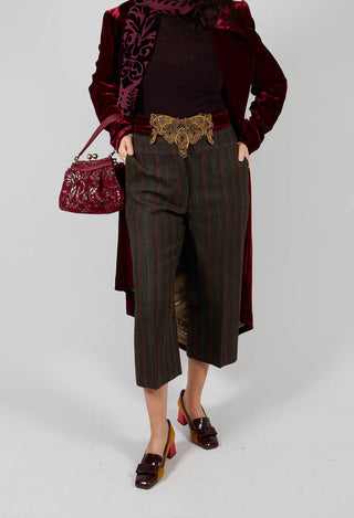 Cropped Trousers in Brown Tweed