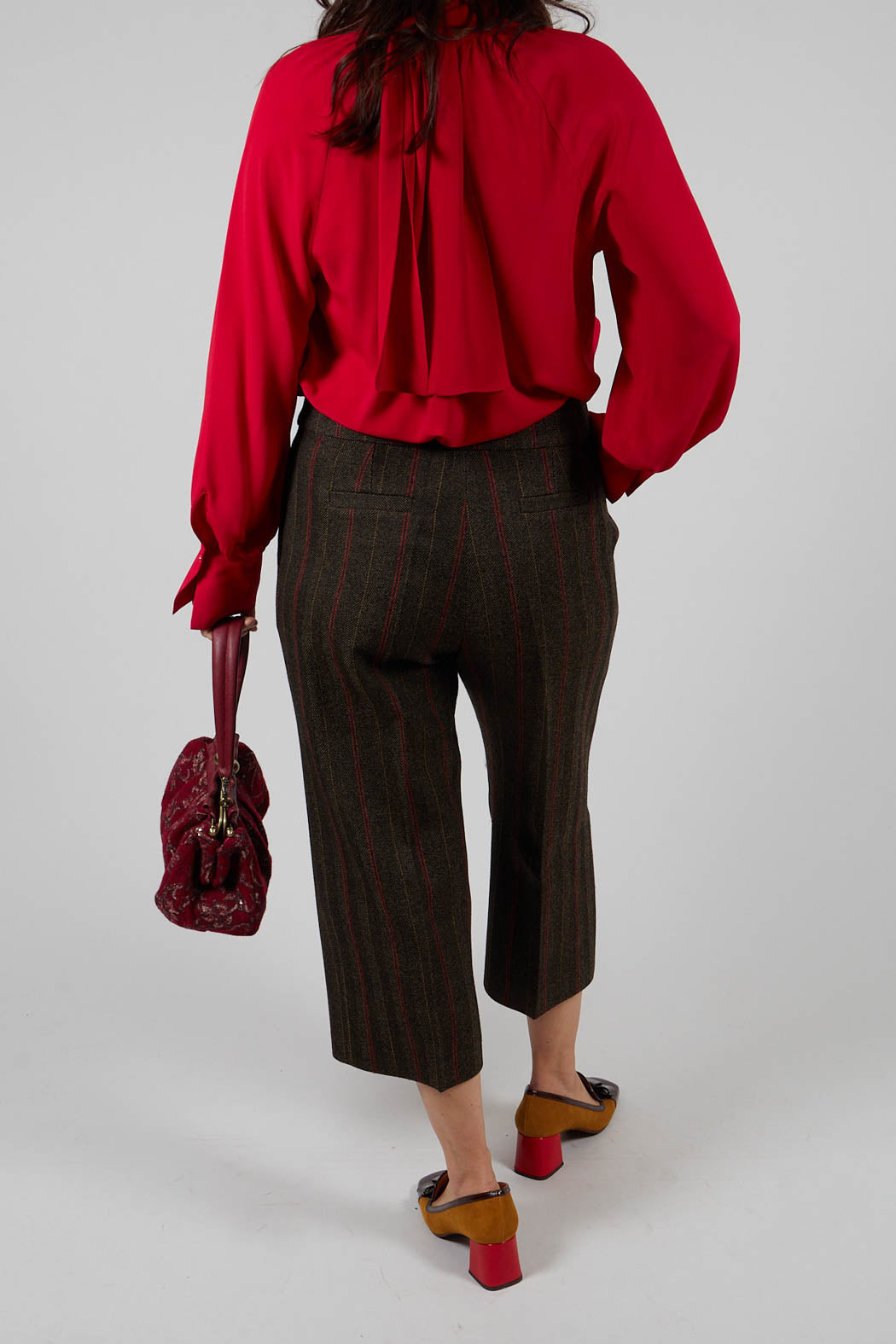 Cropped Trousers in Brown Tweed