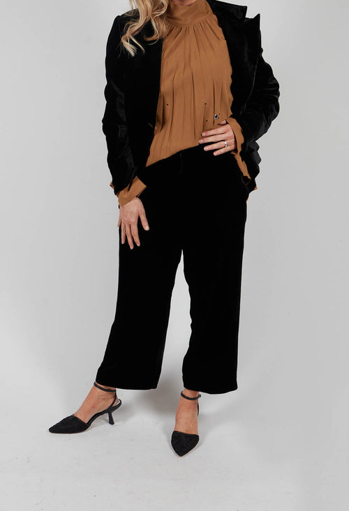 Cropped Velvet Trousers in Black