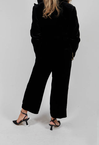 Cropped Velvet Trousers in Black