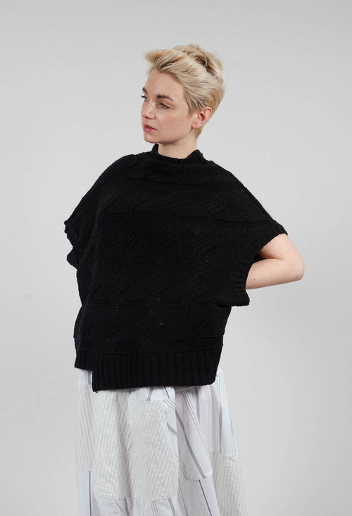 Short Sleeve Knitted Jumper in Black