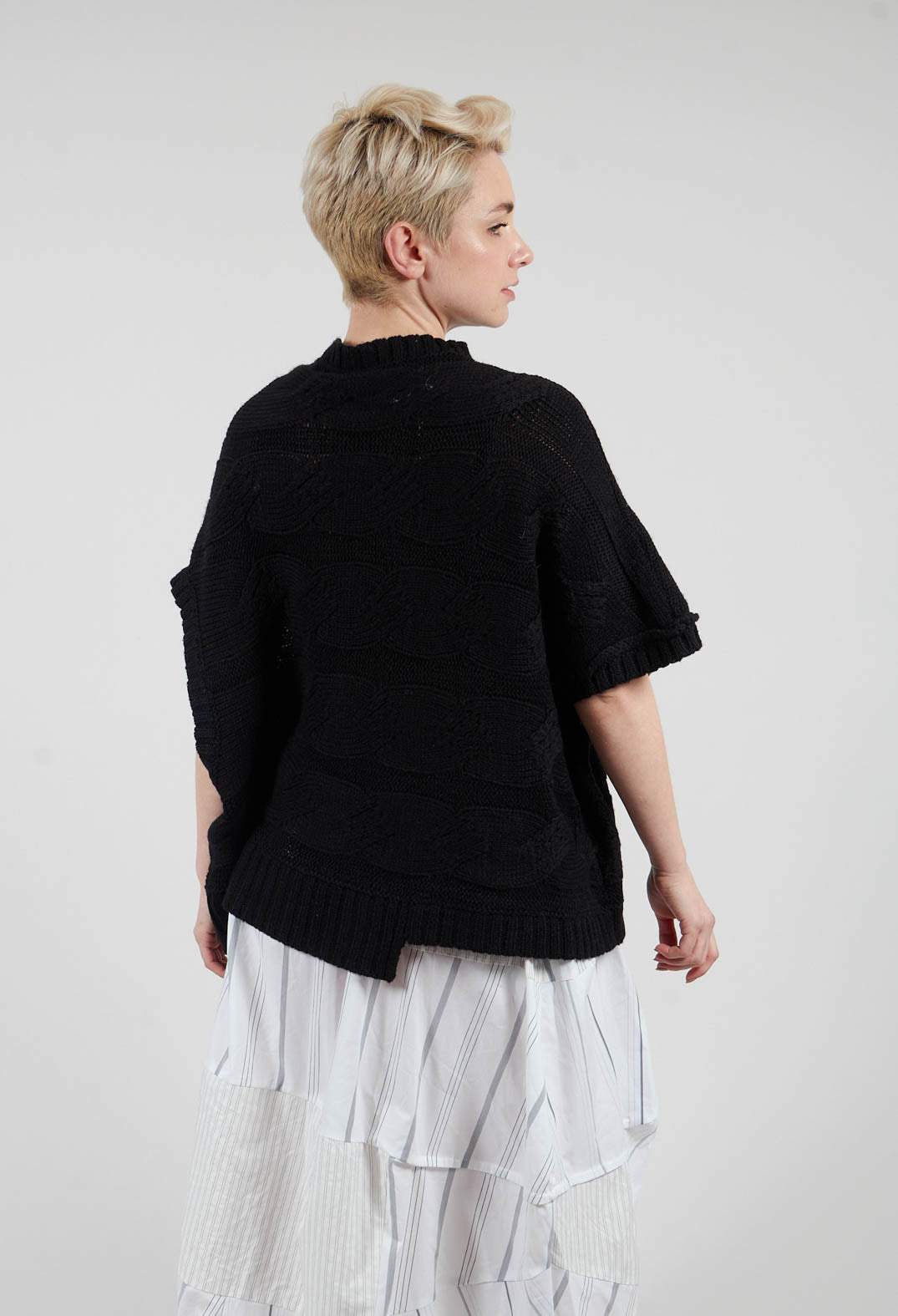 Short Sleeve Knitted Jumper in Black