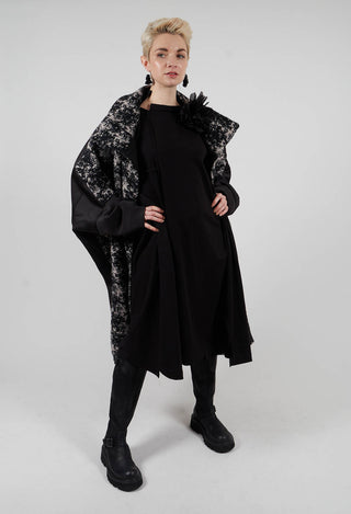 Dual Fabric Oversized Coat in Black