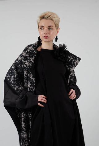 Dual Fabric Oversized Coat in Black