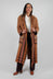 Coat with Fringes and Belt in Cinnamon