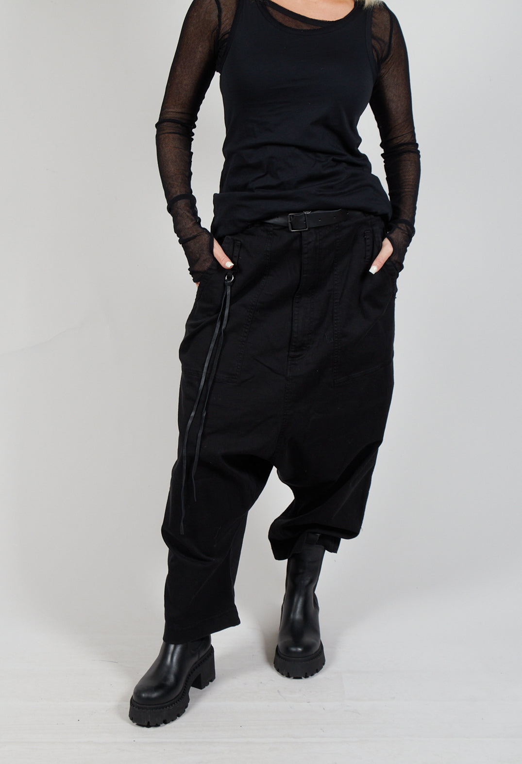 Double Belted Trousers in Black