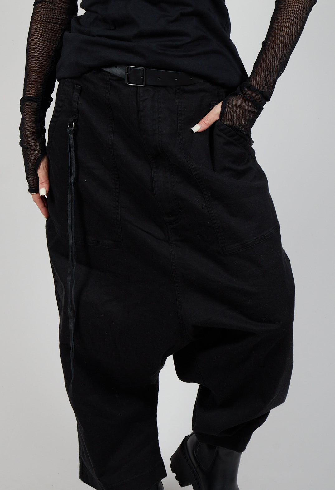 Double Belted Trousers in Black