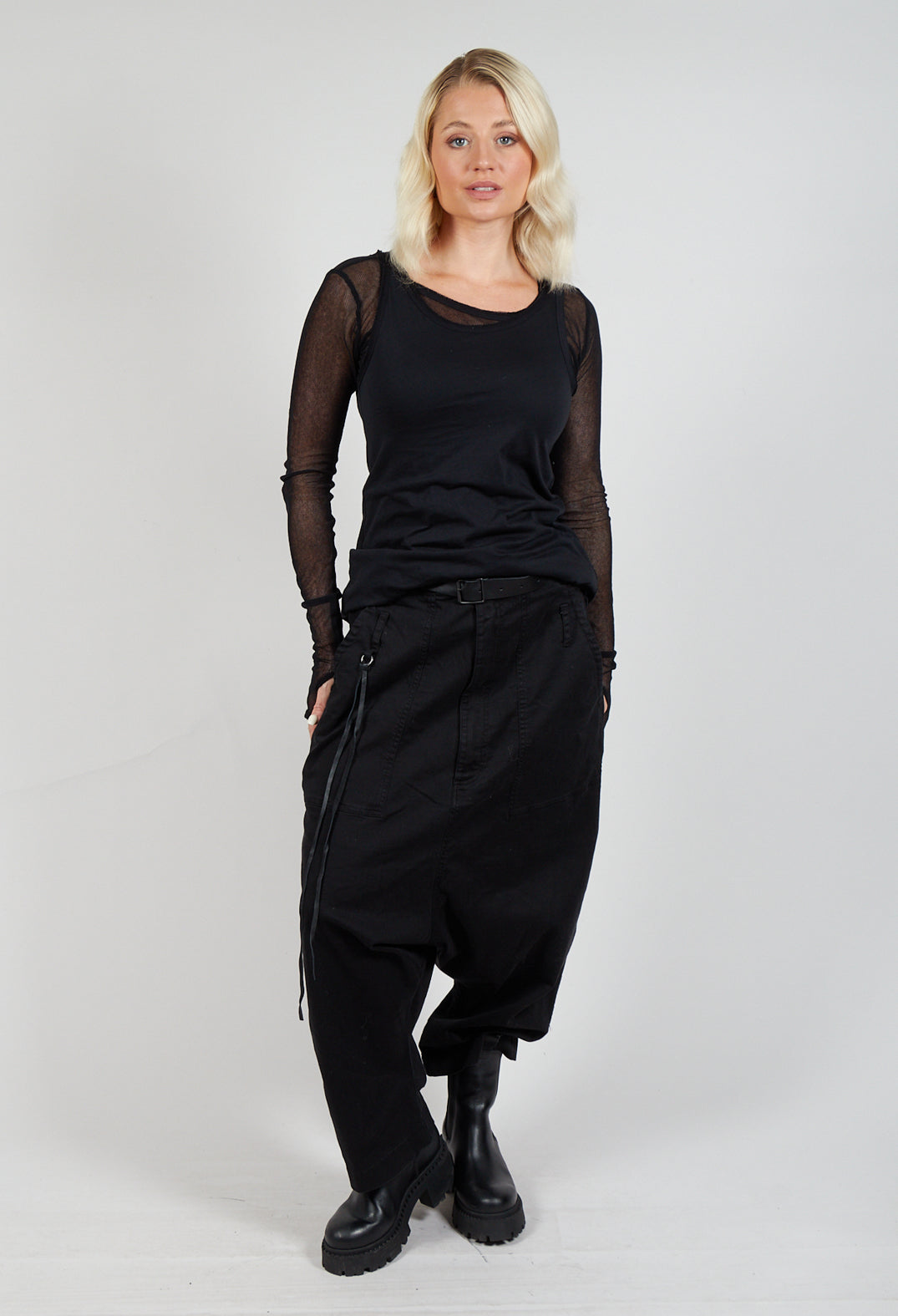 Double Belted Trousers in Black