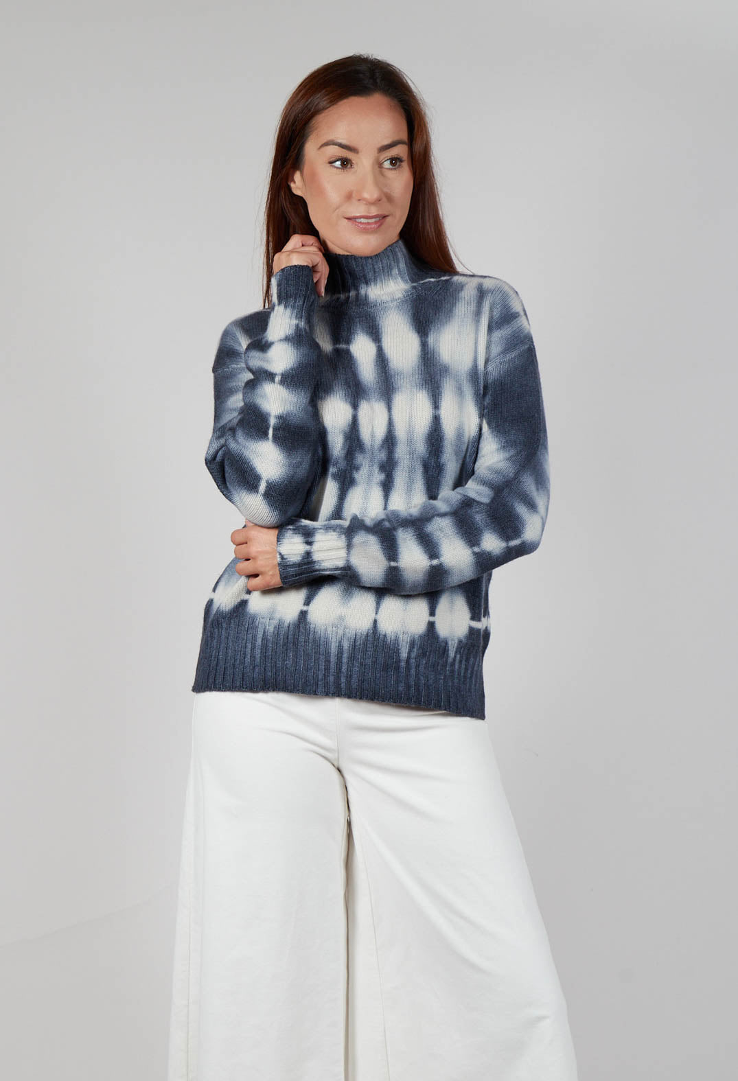 High Neck Jumper in Navy