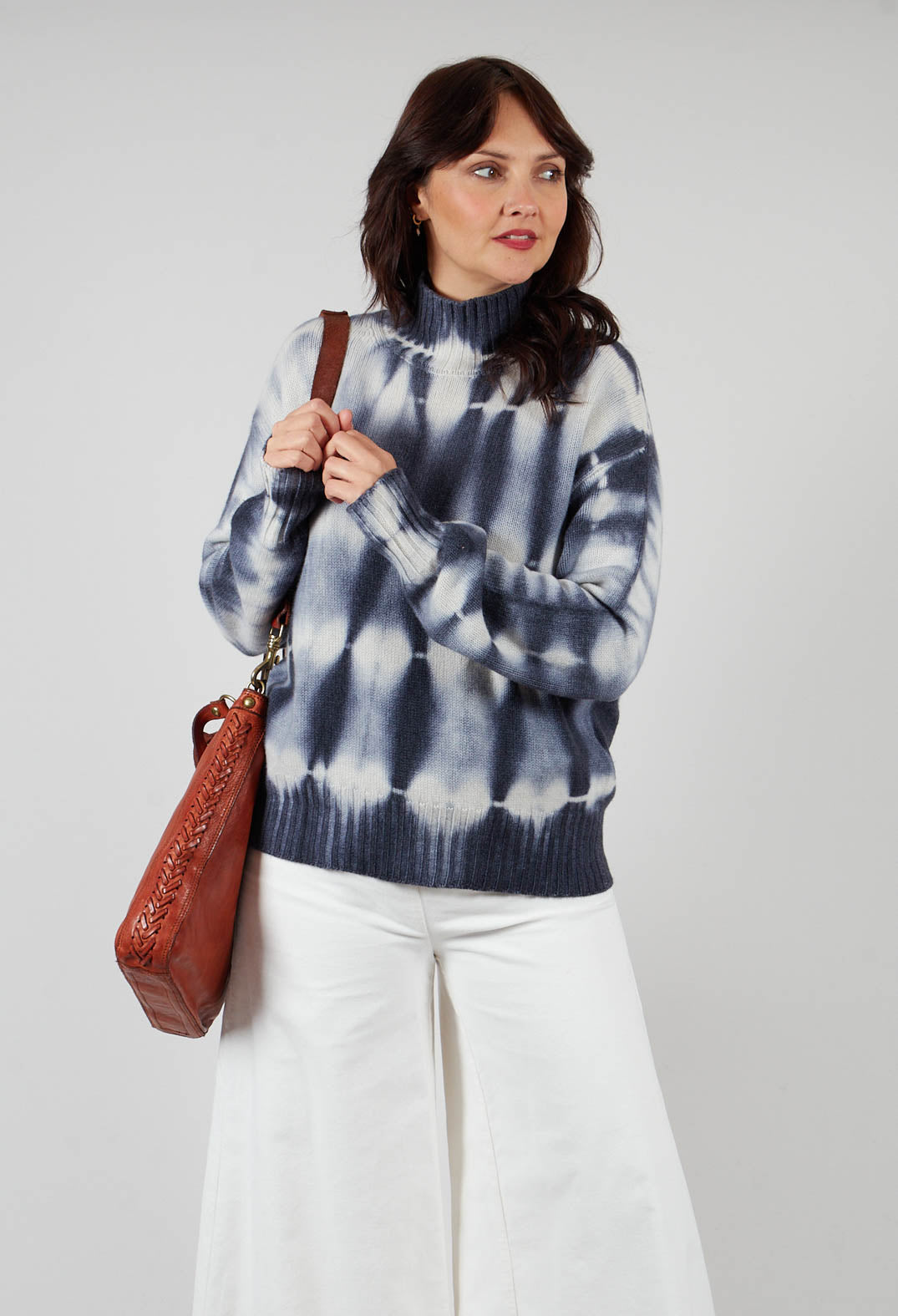 High Neck Jumper in Navy