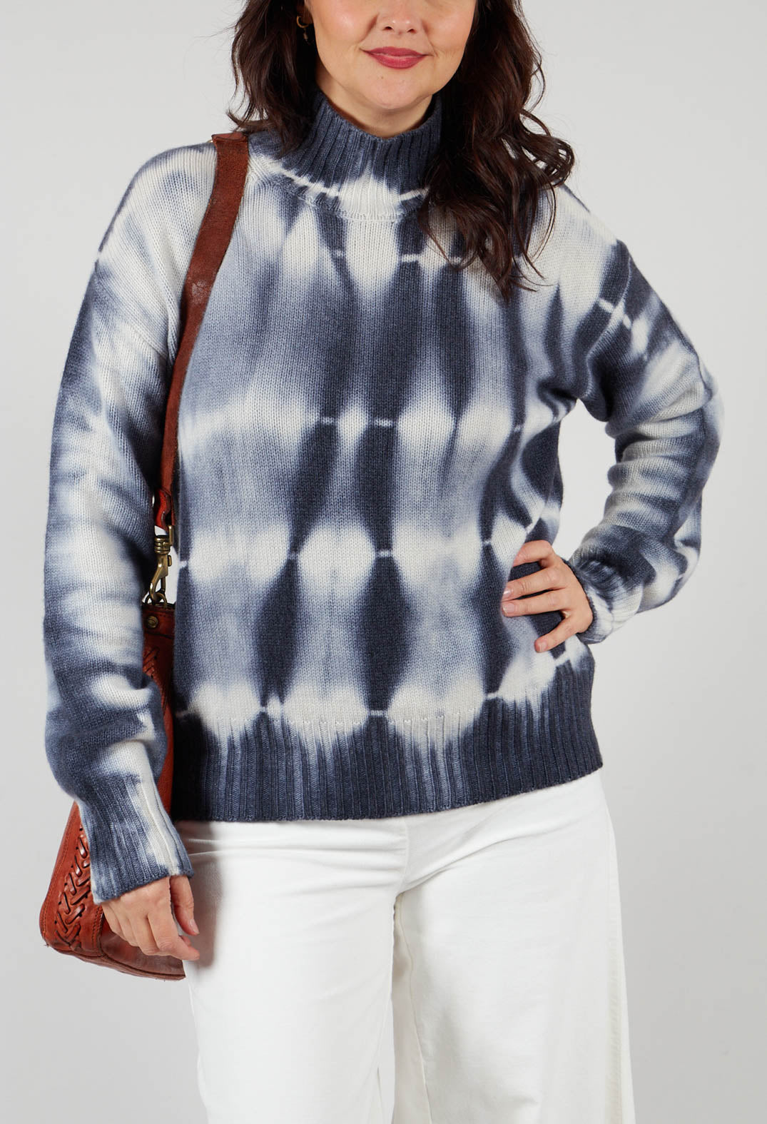 High Neck Jumper in Navy