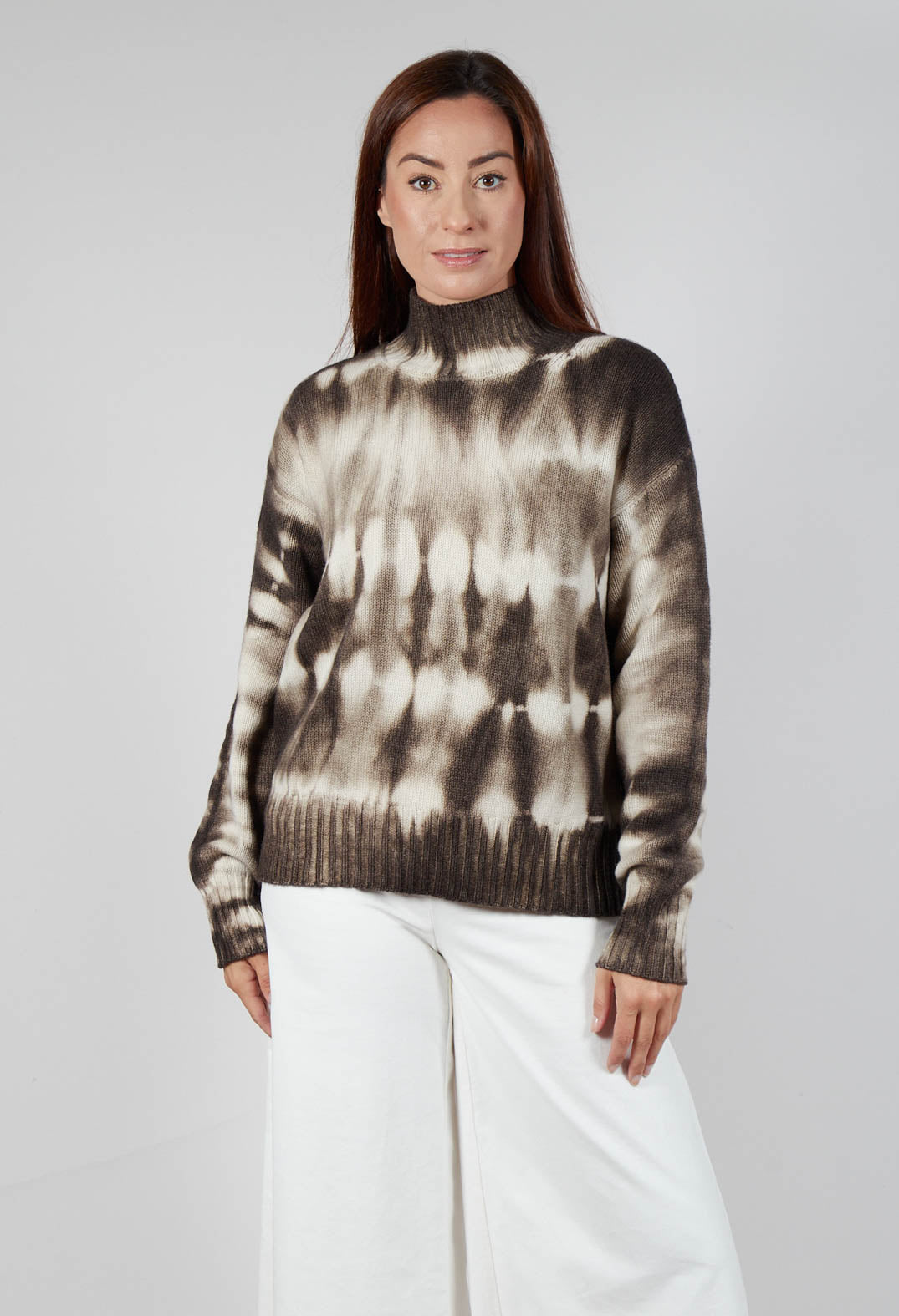 High Neck Jumper in Dark Brown