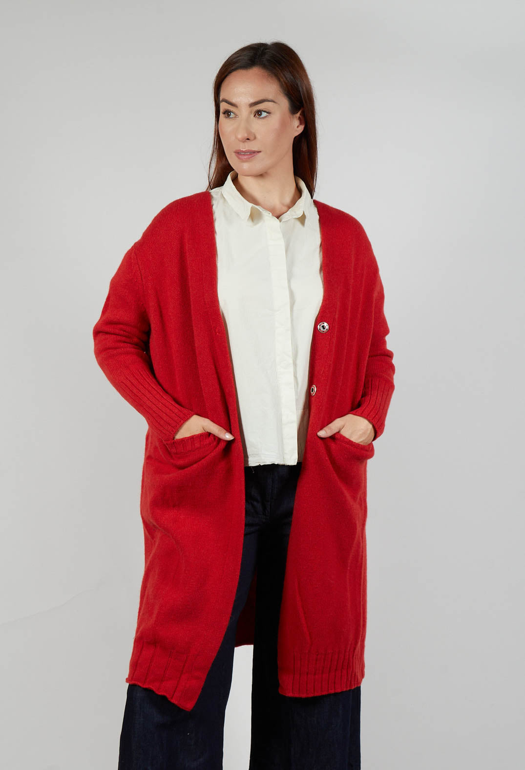 Long Cardigan in Tomato