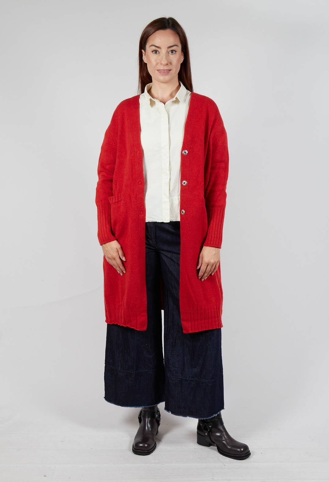 Long Cardigan in Tomato