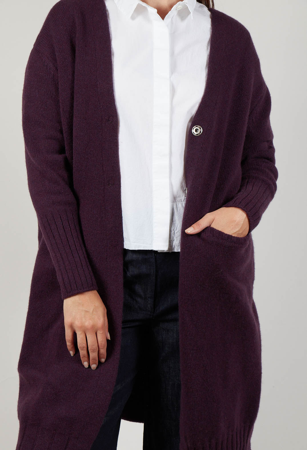 Long Cardigan in Aubergine