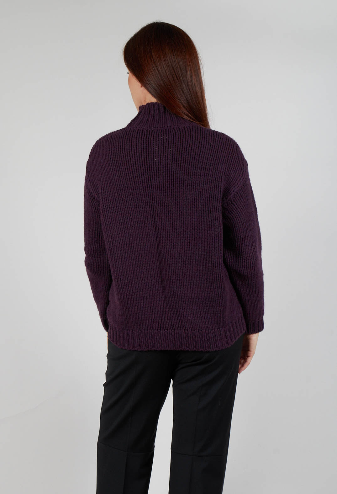 High Neck Jumper in Aubergine