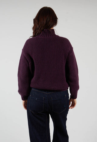 High Neck Jumper in Aubergine