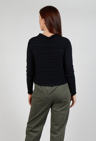 Wide Neck Stripe Sweater In Black