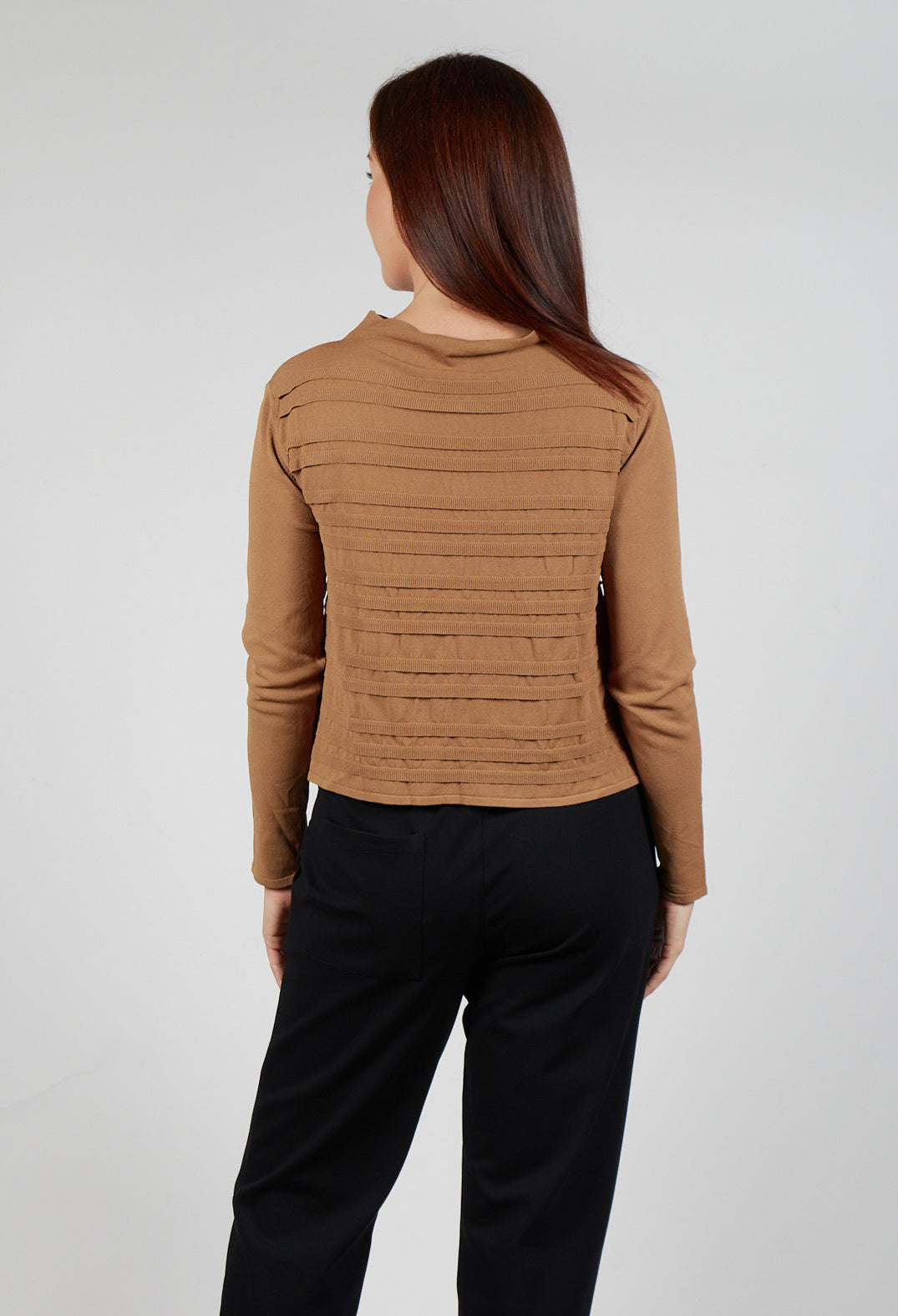 Wide Neck Stripe Sweater In Brown