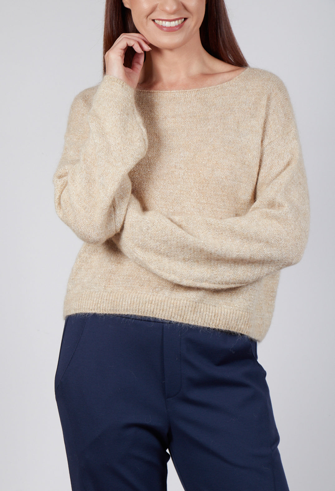 Glitter Pullover in Beige