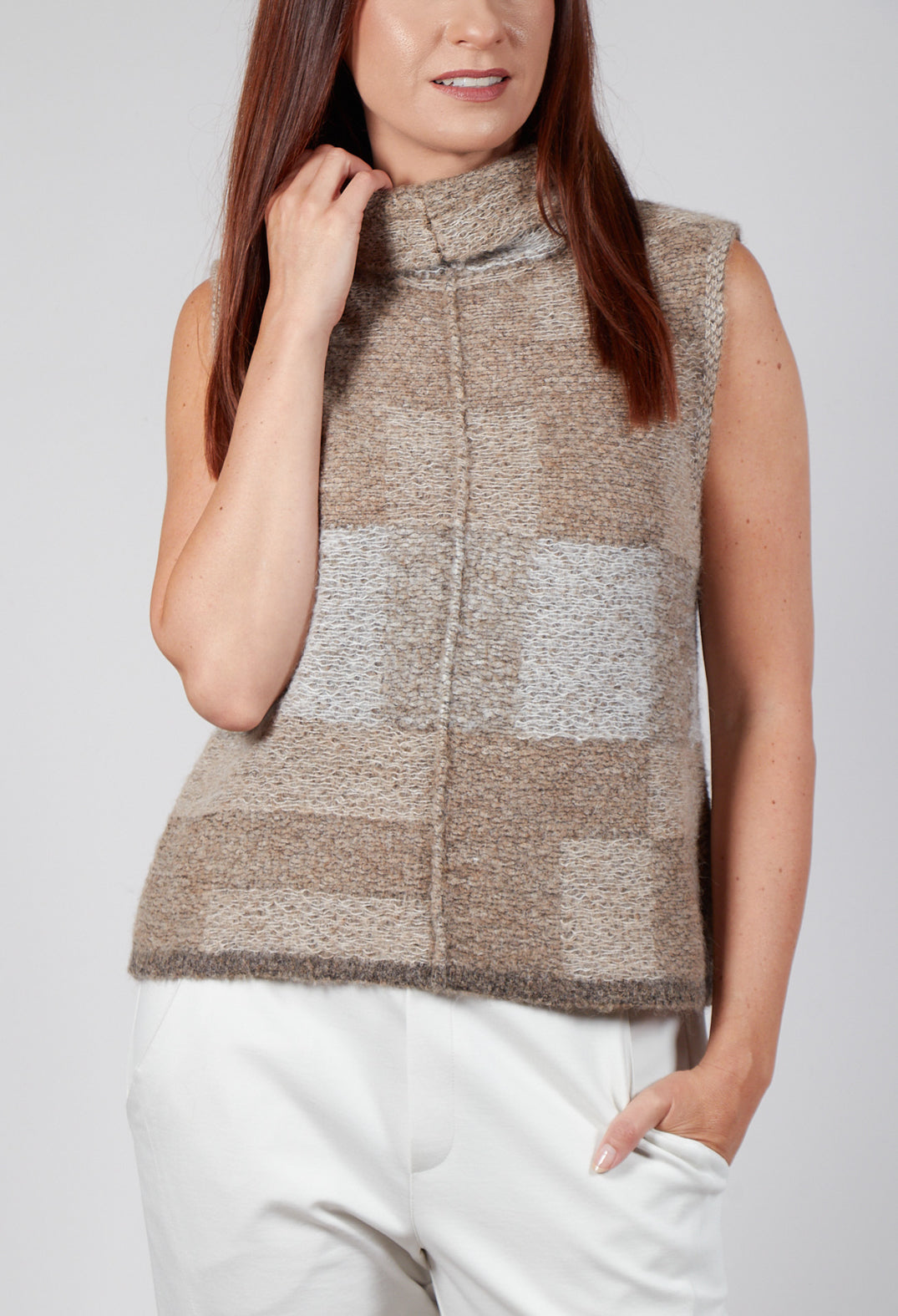 Soft Knit Sweater Vest in Brown