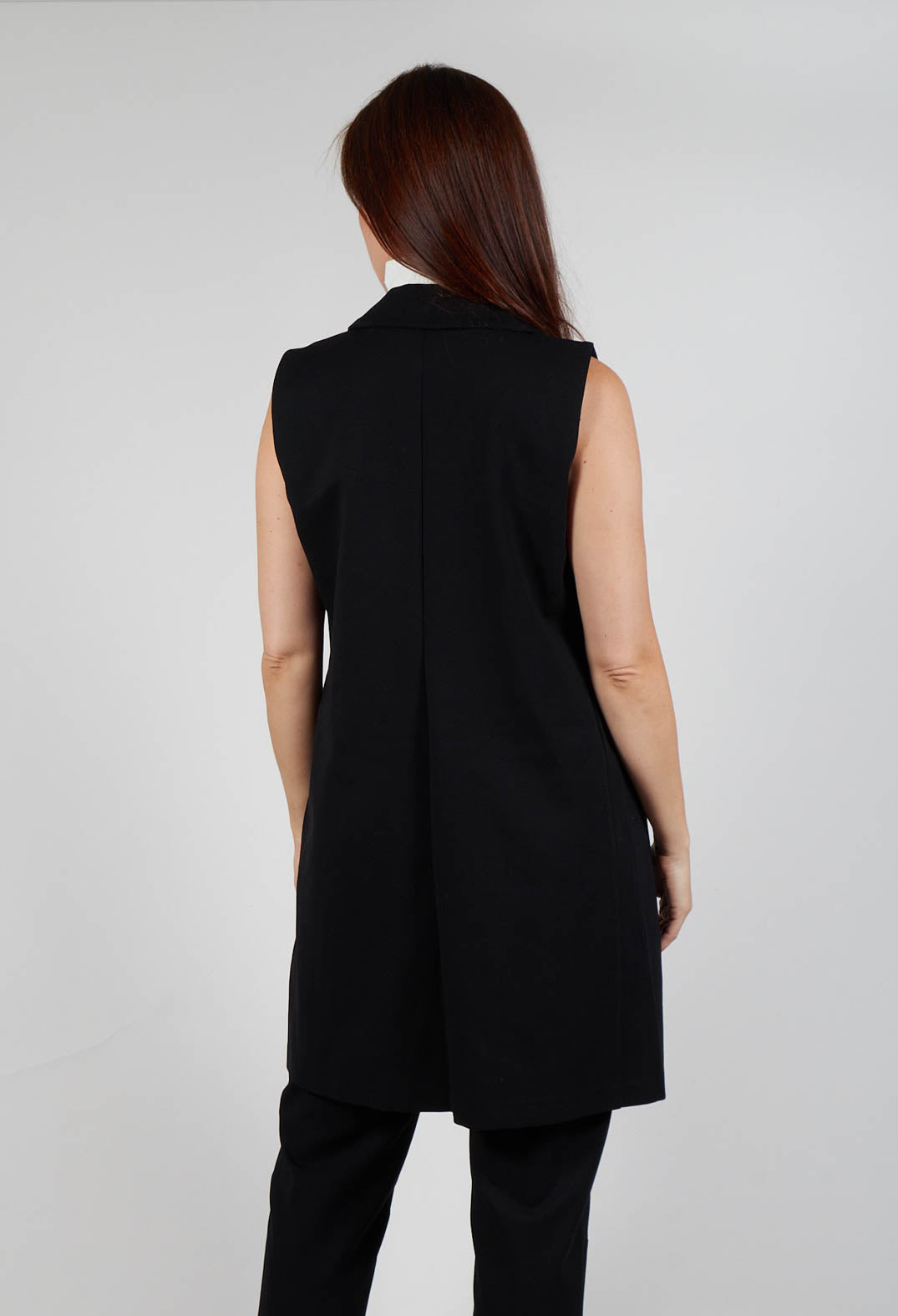 Sleeveless Tuxedo Dress in Black