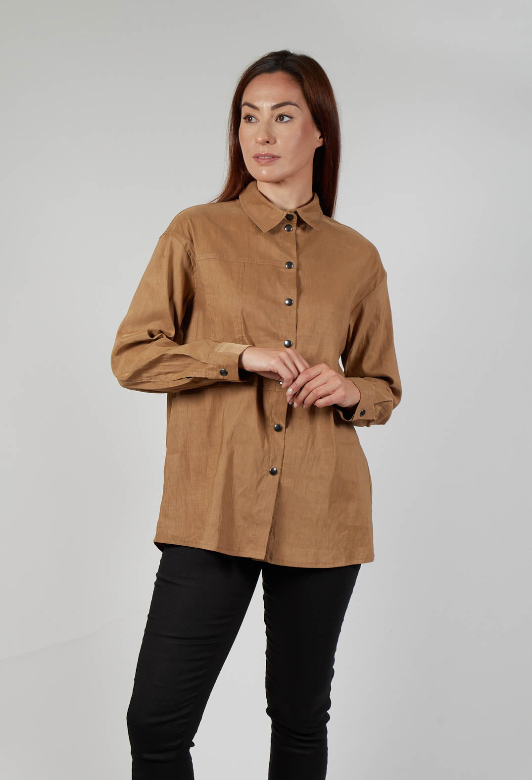 Collared Utility Shirt in Beige