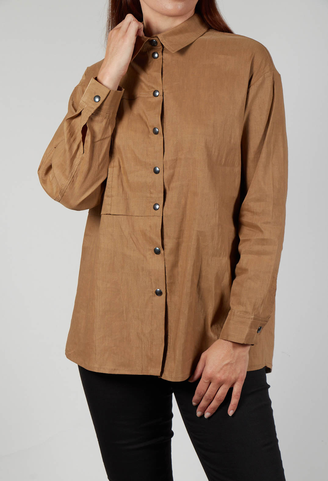 Collared Utility Shirt in Beige