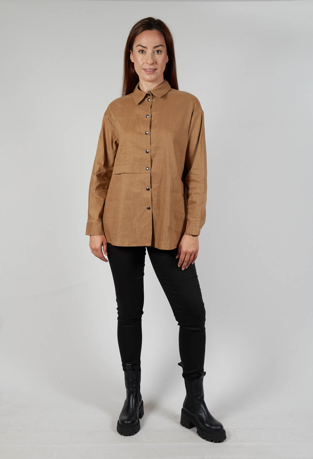 Collared Utility Shirt in Beige