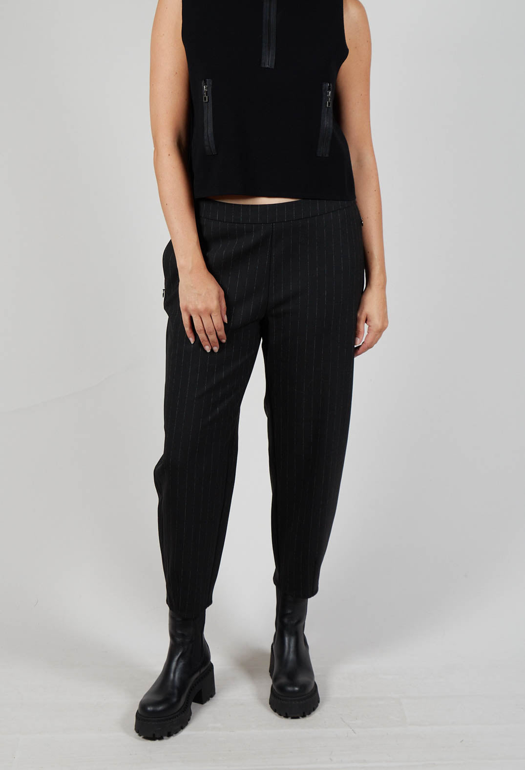 Pinstripe Trousers in Black