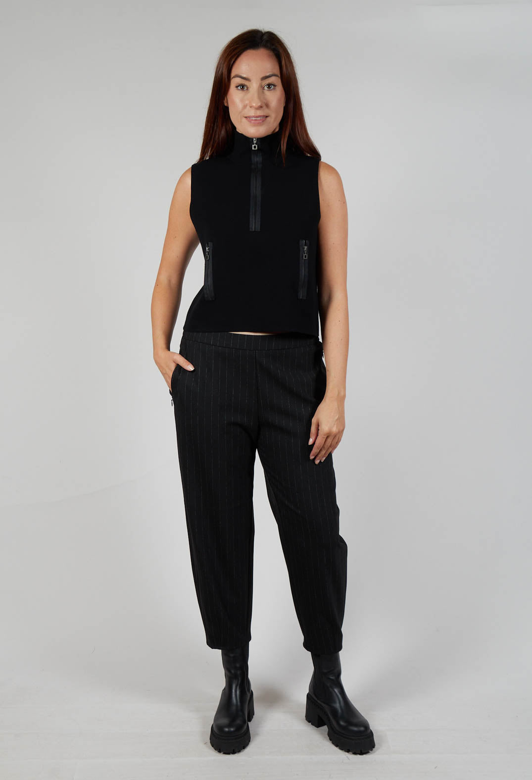 Pinstripe Trousers in Black