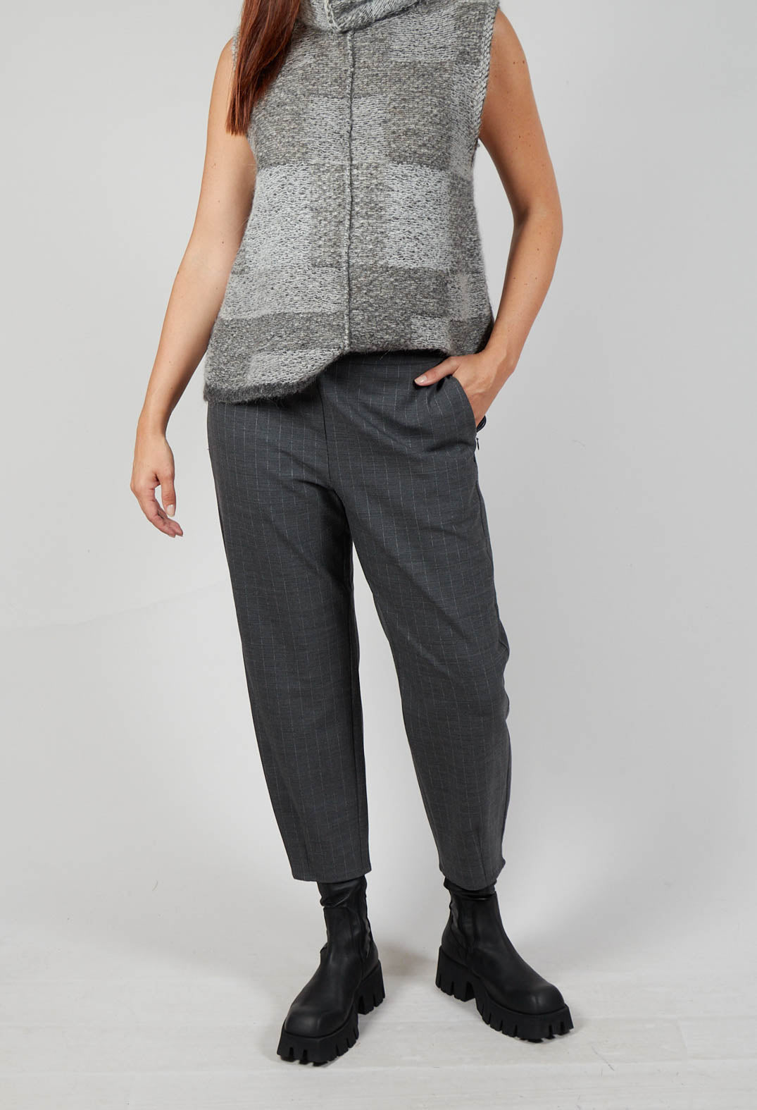 Pinstripe Trousers in Grey