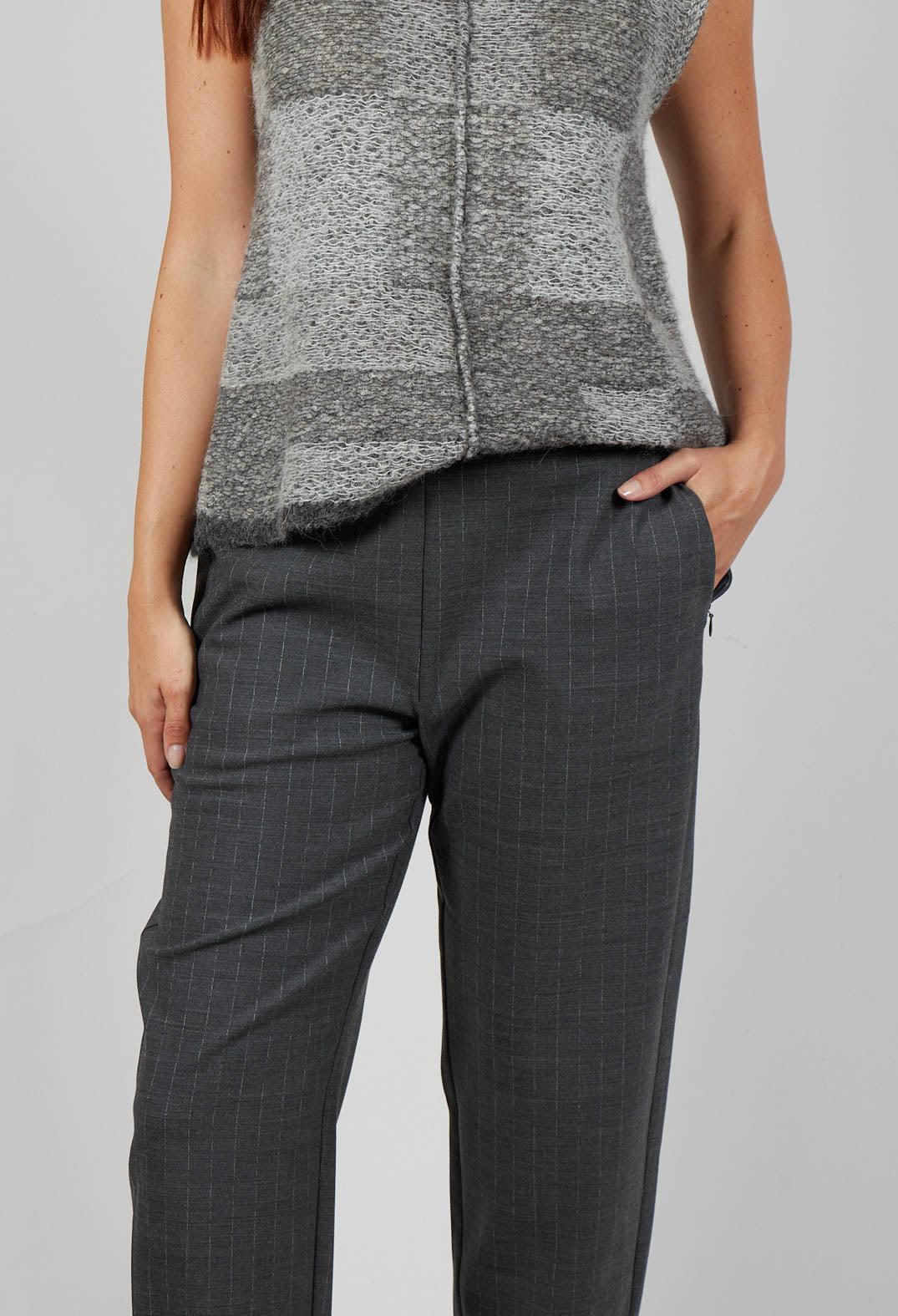 Pinstripe Trousers in Grey