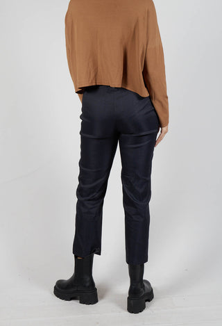 Linen Straight Leg Trousers in Navy