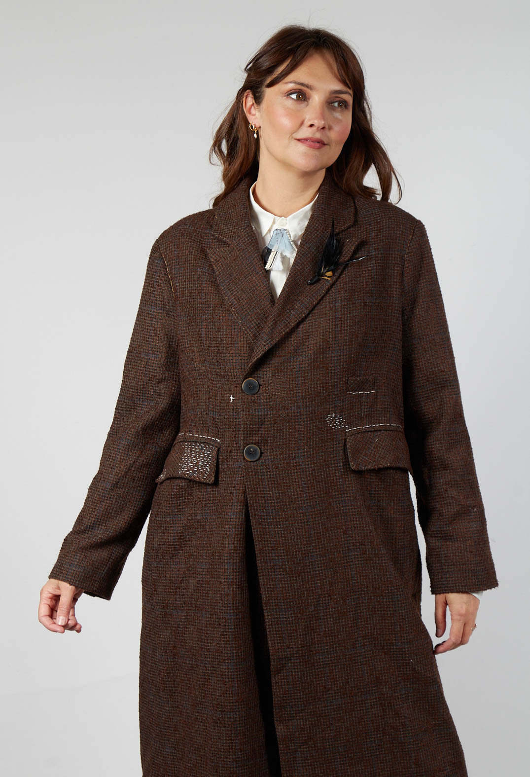 Evening Coat in Original Brown Minature Check