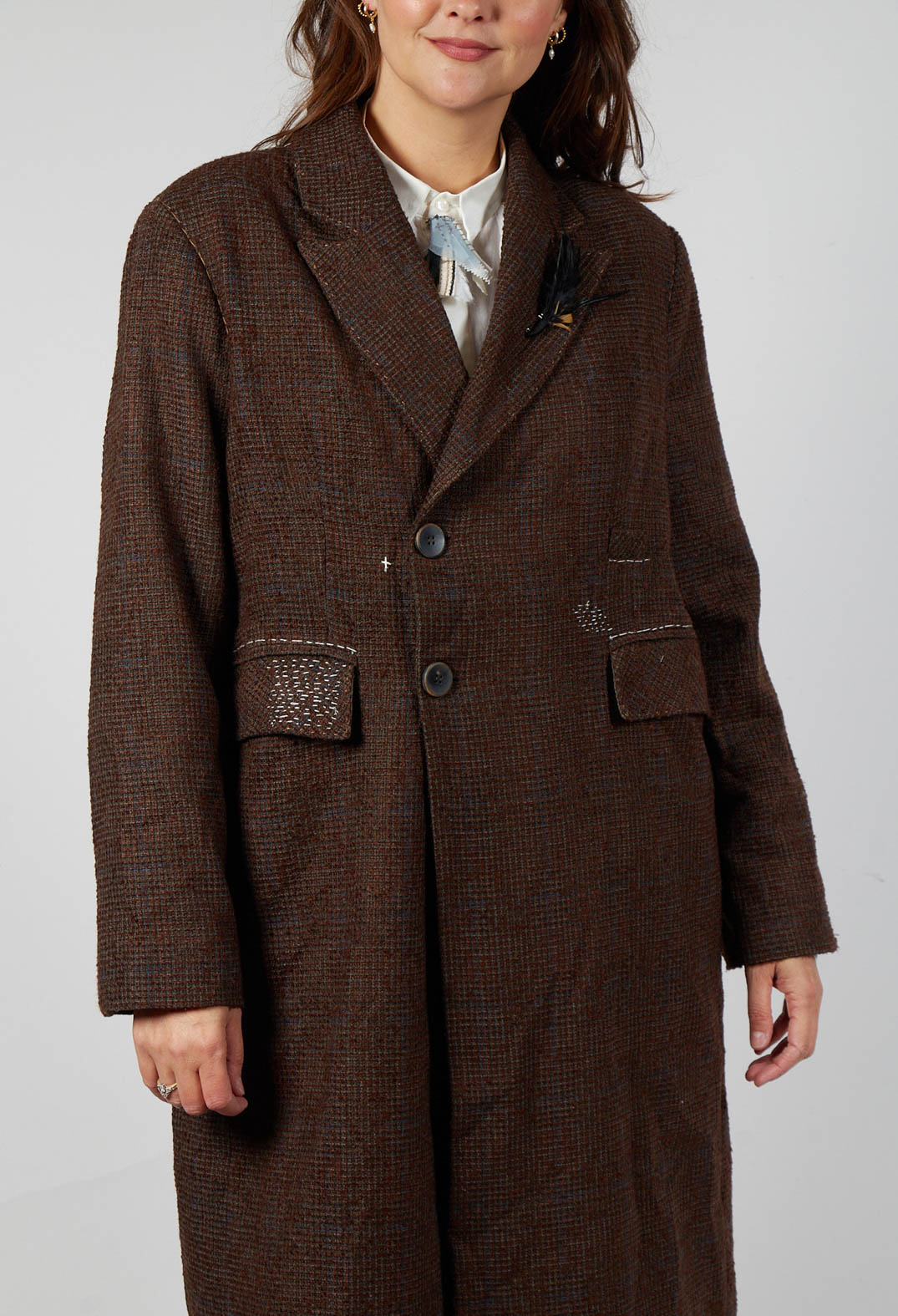 Evening Coat in Original Brown Minature Check