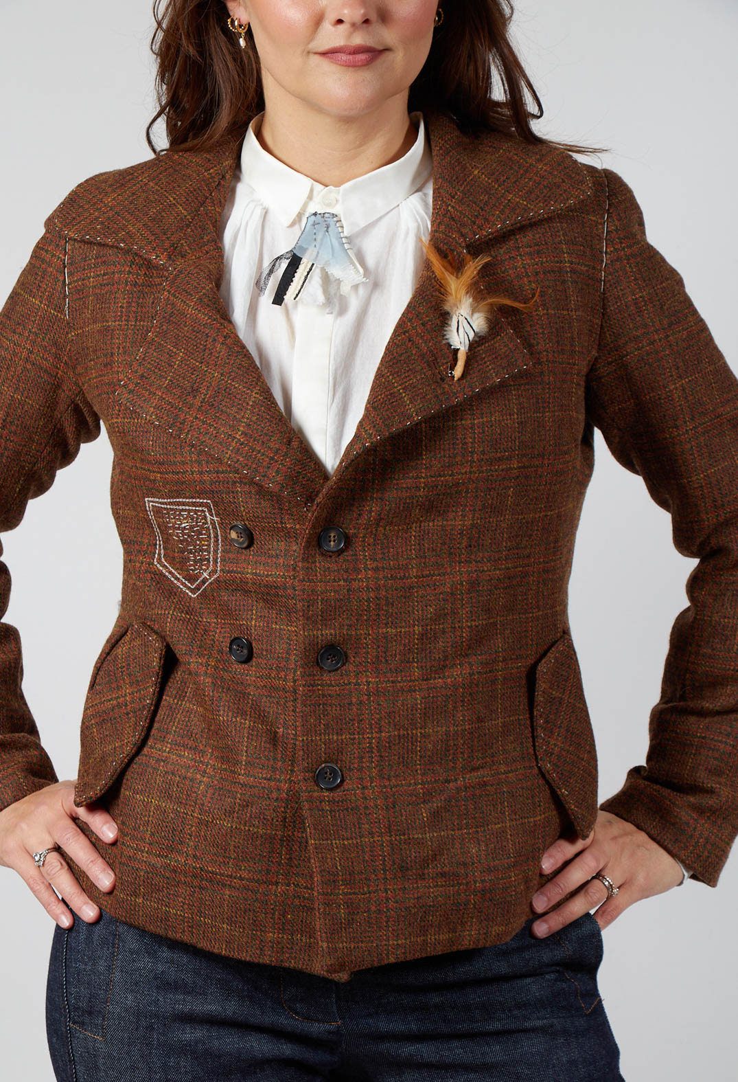 Tartan Blazer in Original Brown