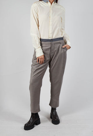 Contrast Band Trousers in Original Grey