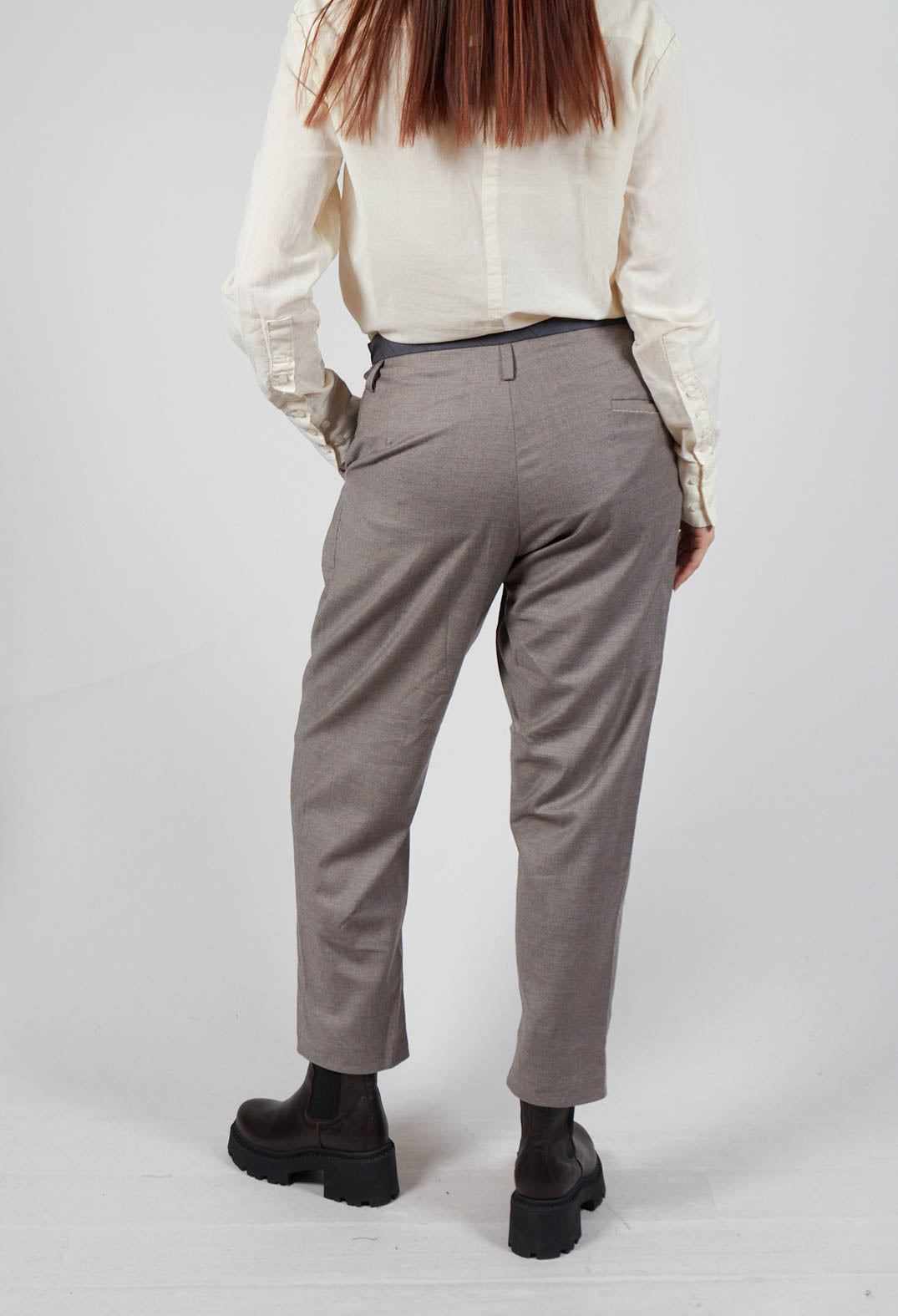 Contrast Band Trousers in Original Grey