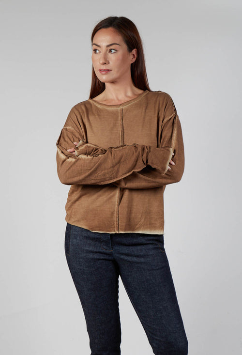 Ombre Long Sleeve Top in Original Brown