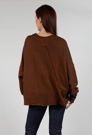 Raw Edged Stitch Top in Original Brown