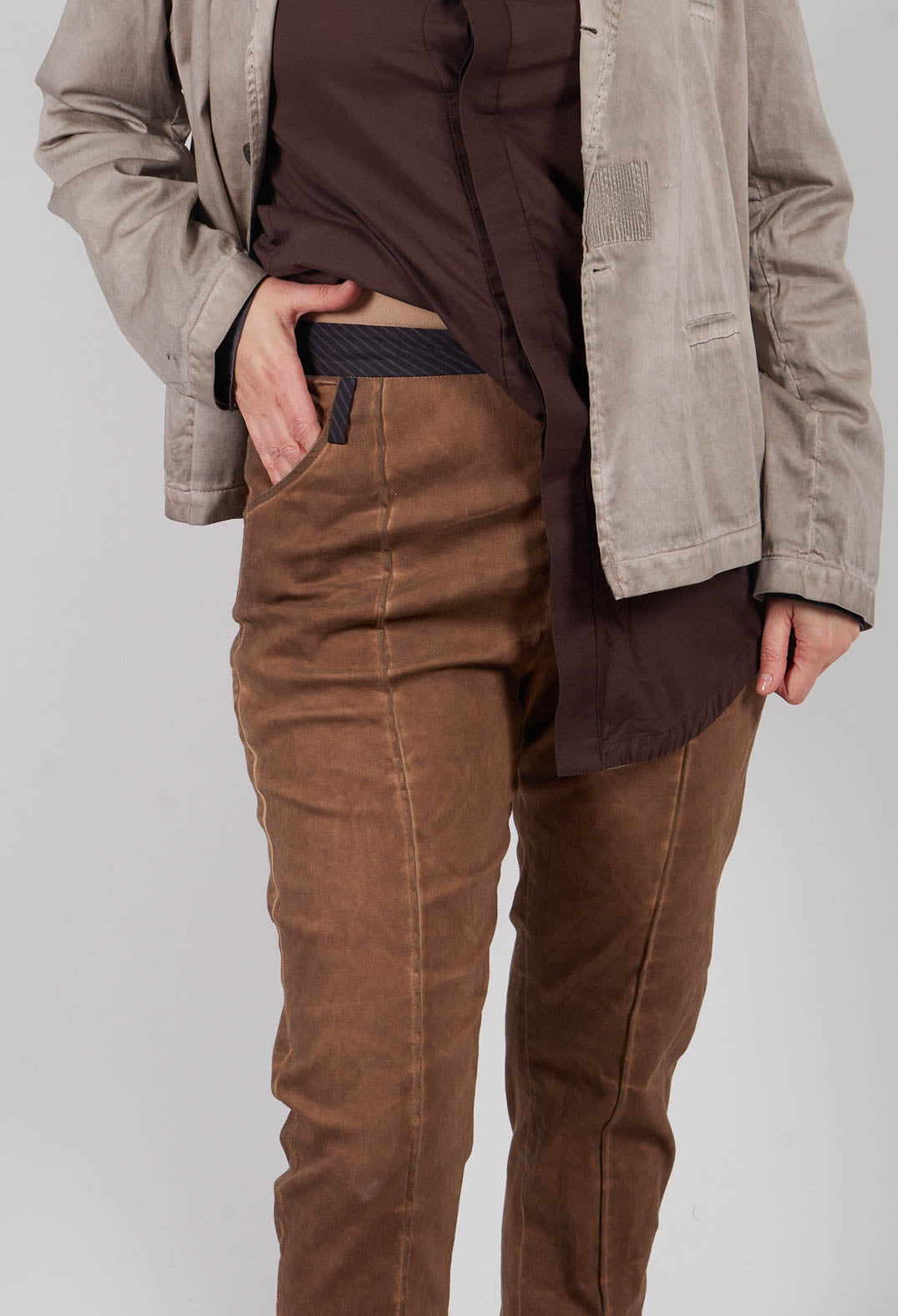 Bleached Jean Trousers in Brown