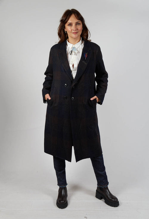 Pea Coat in Muted Tartan