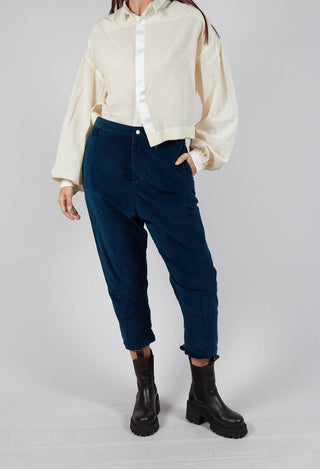 Velvet Straight Leg Trousers in Original Blue