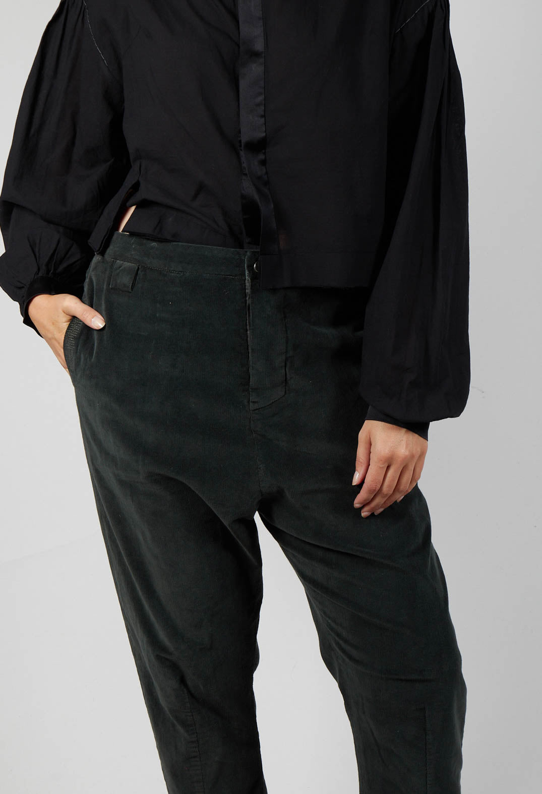 Velvet Straight Leg Trousers in 905 Green