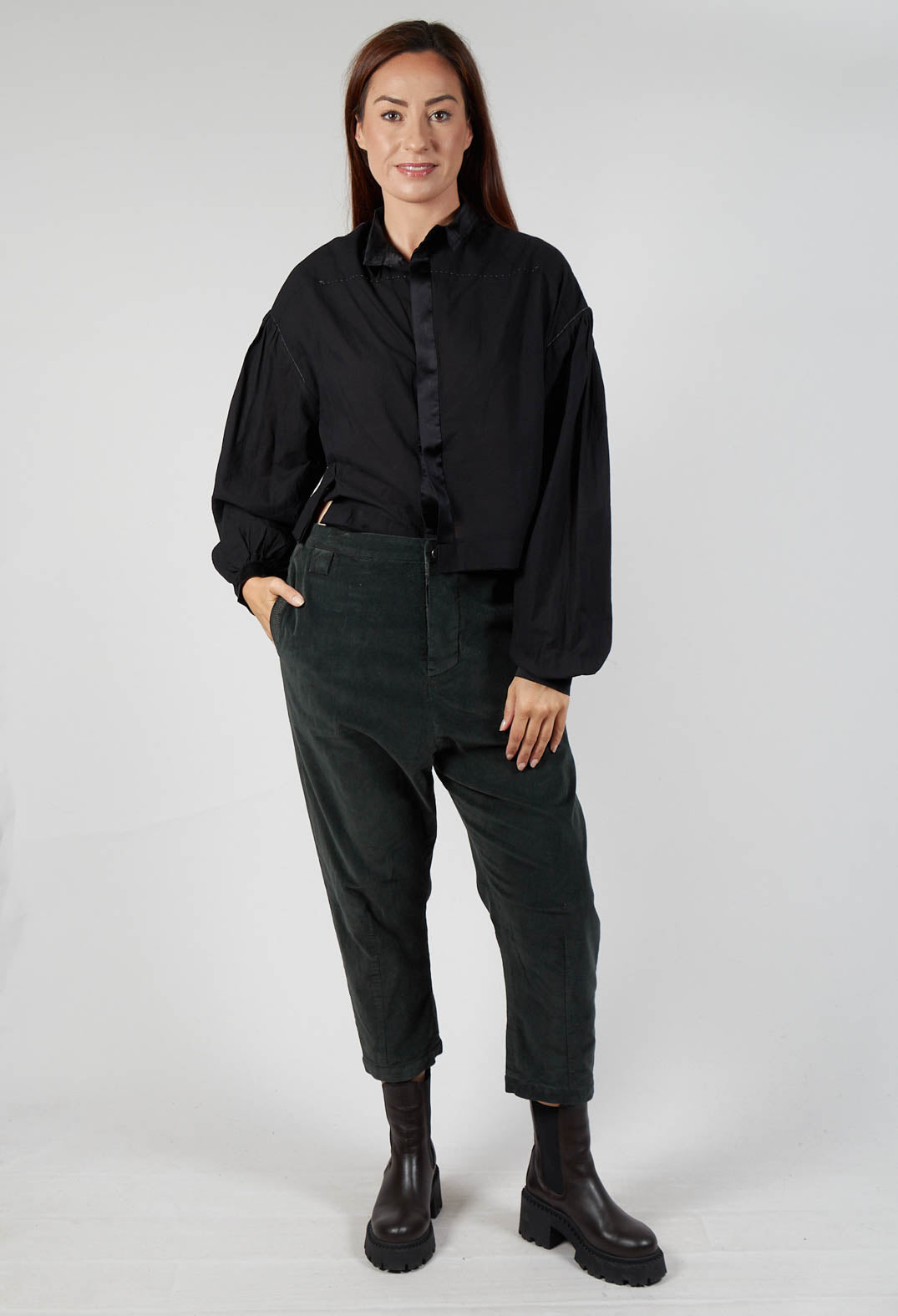 Velvet Straight Leg Trousers in 905 Green