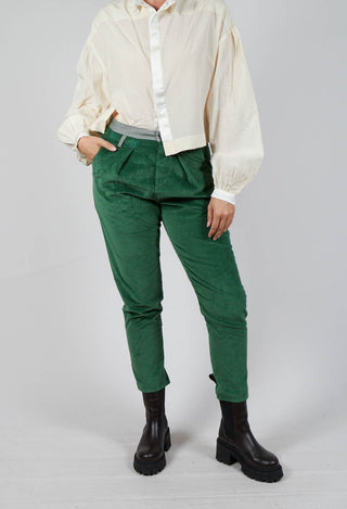 Corduroy Straight Leg Trousers in Original Green