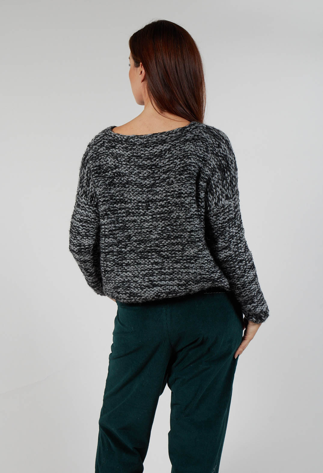 Purl Knit Scoop Neck Jumper in Original Grey